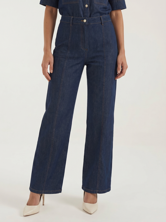 Jade Denim Wide-Leg Pants