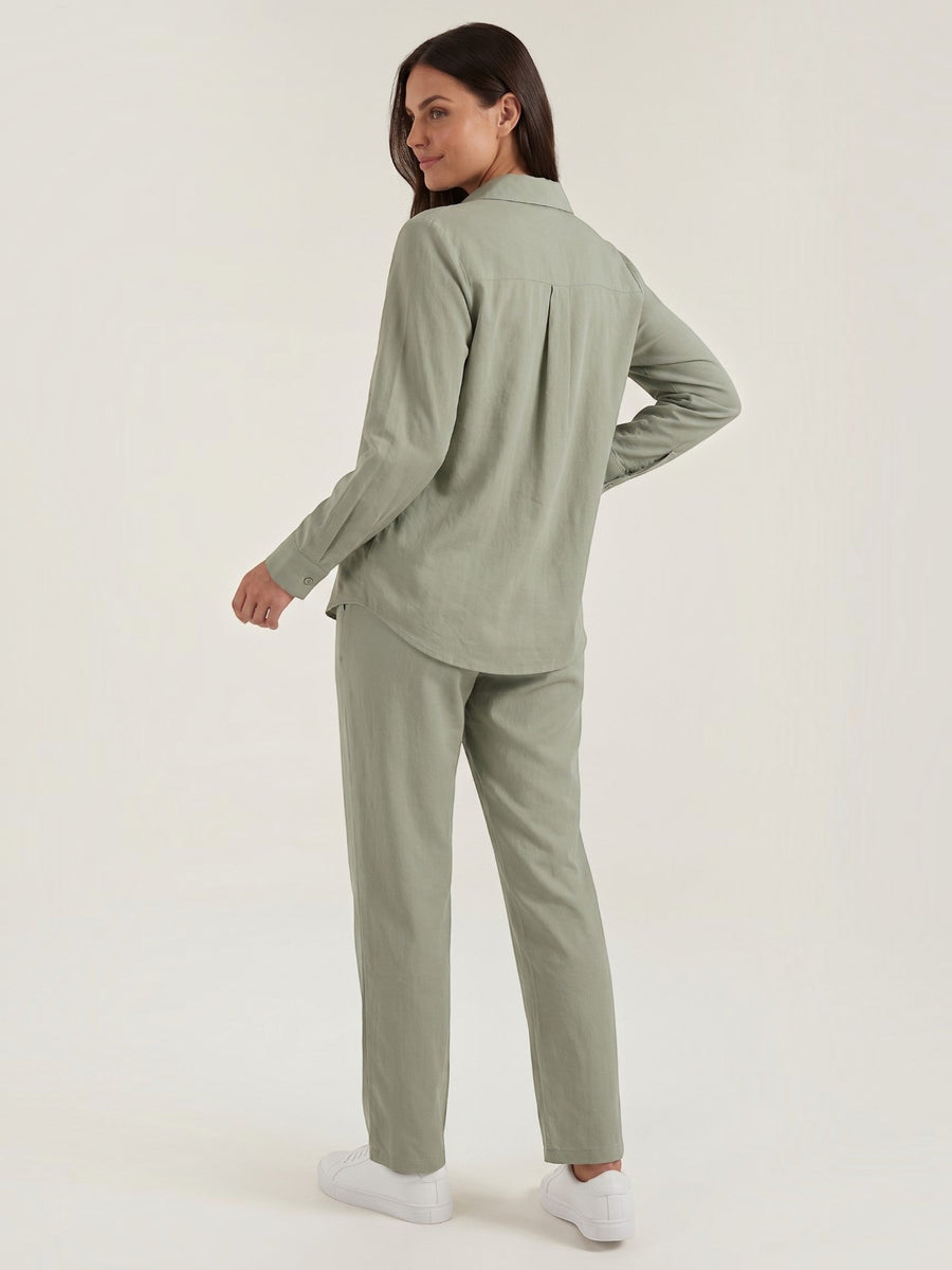 Amber Cotton Overshirt and Wide Leg Pants Set