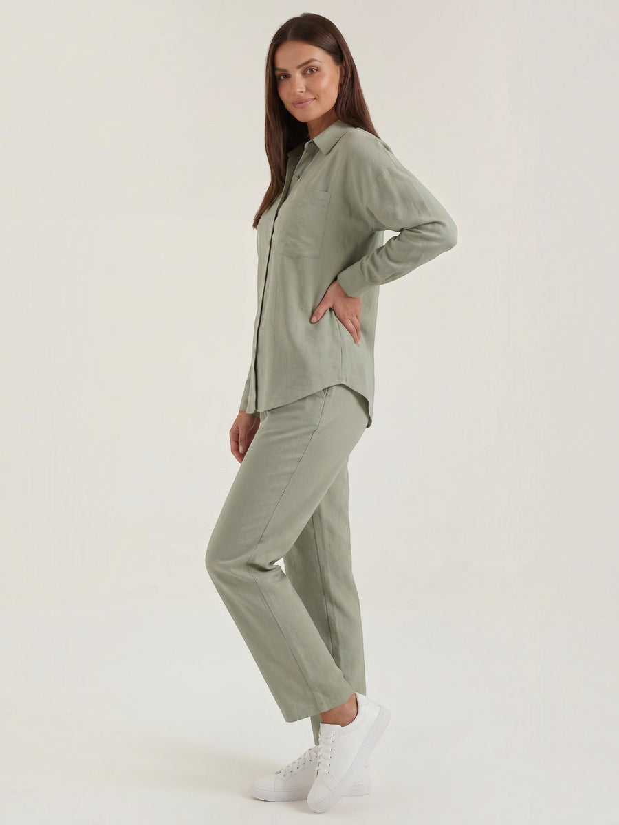 Amber Cotton Overshirt and Wide Leg Pants Set
