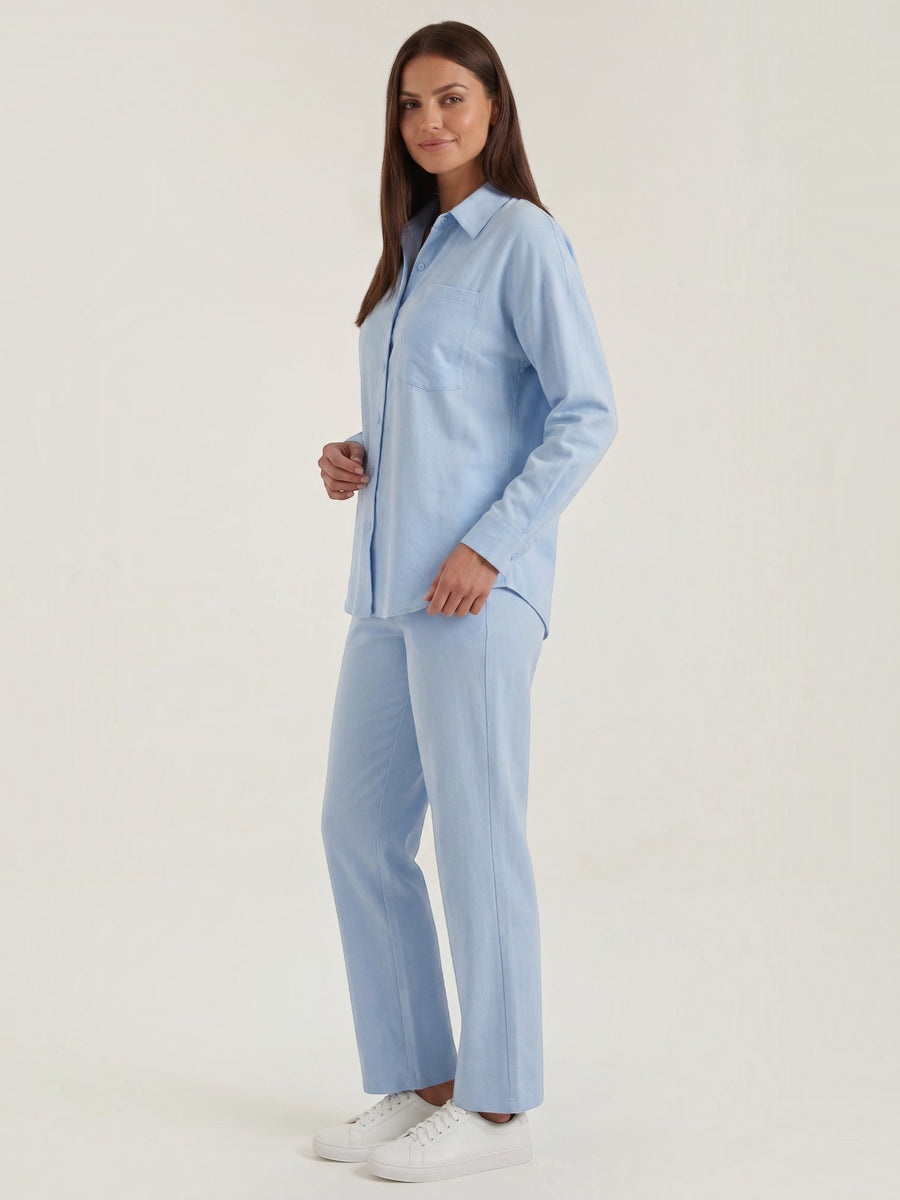 Amber Cotton Overshirt and Wide Leg Pants Set
