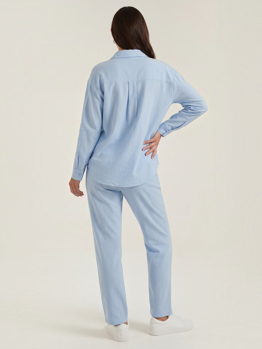 Amber Cotton Overshirt and Wide Leg Pants Set