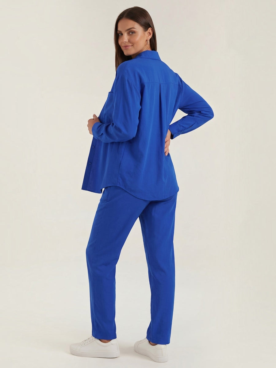 Amber Cotton Overshirt and Wide Leg Pants Set