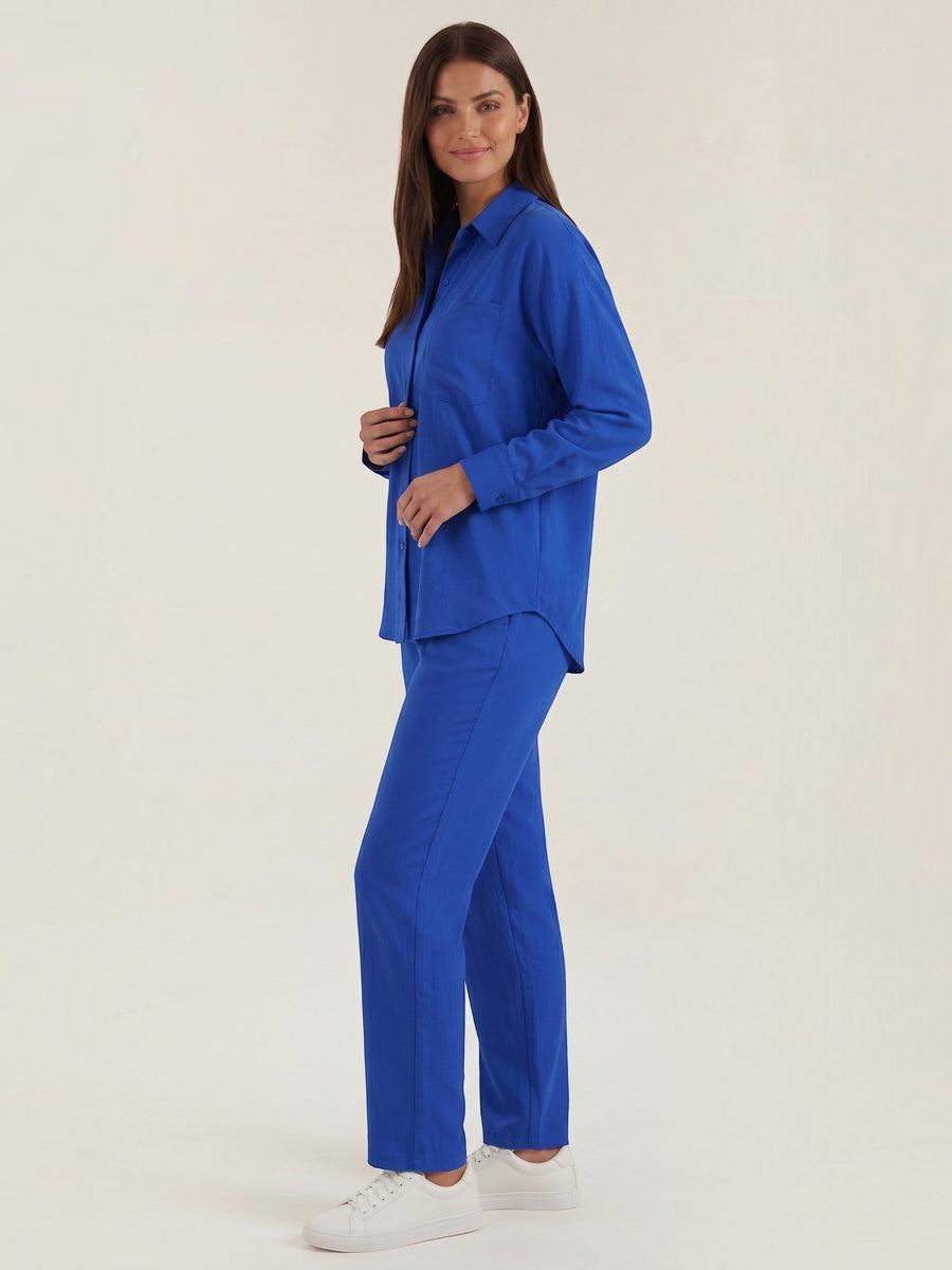 Amber Cotton Overshirt and Wide Leg Pants Set