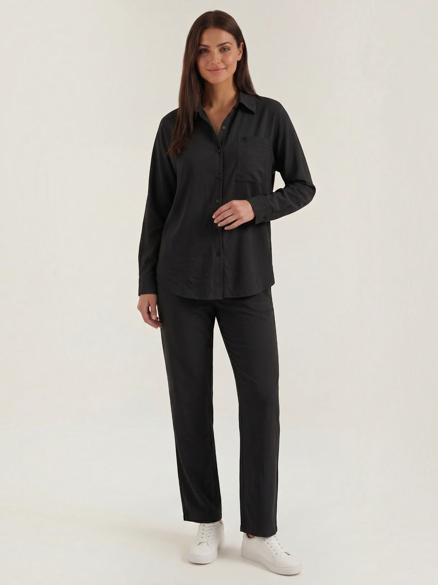 Amber Cotton Overshirt and Wide Leg Pants Set