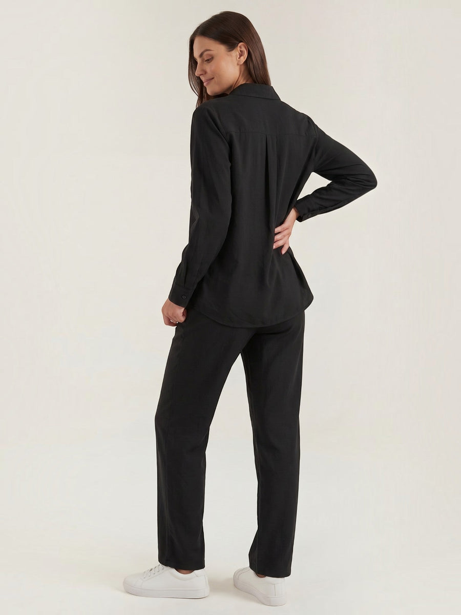 Amber Cotton Overshirt and Wide Leg Pants Set