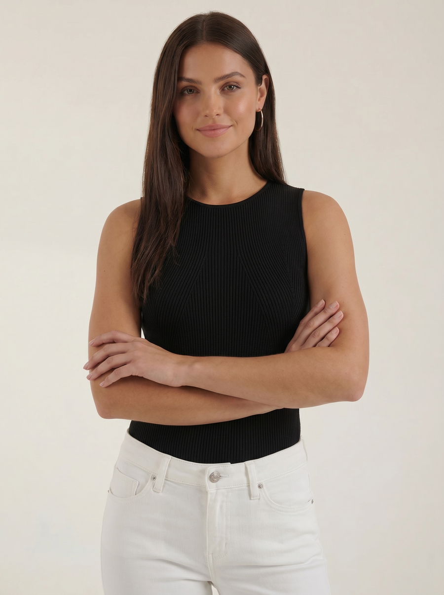 Rain Ribbed Wide Strap Tank Top