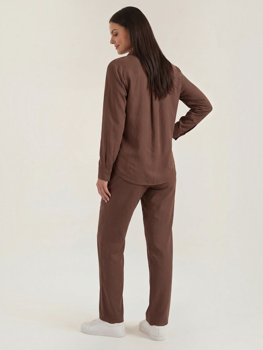 Amber Cotton Overshirt and Wide Leg Pants Set