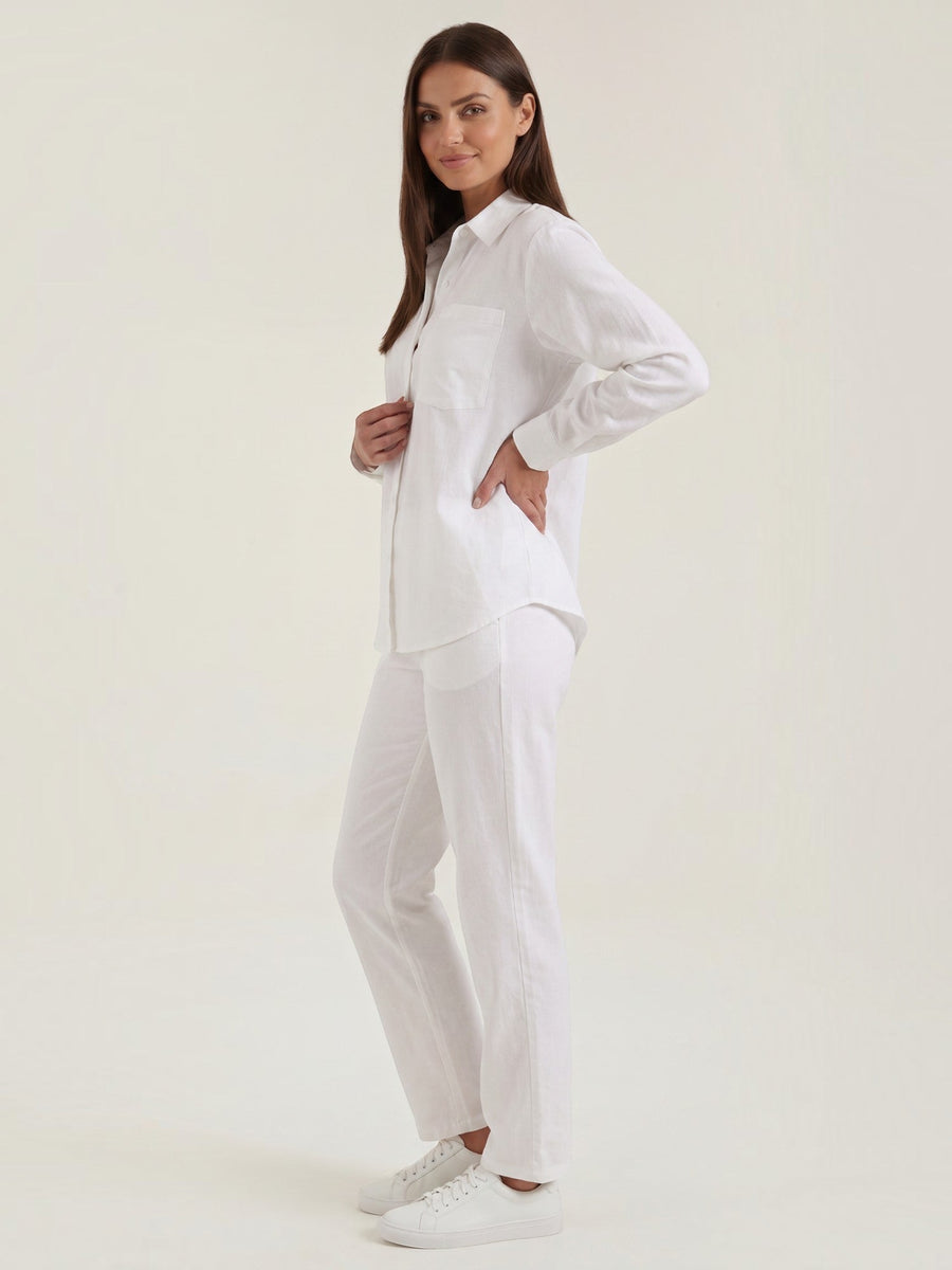 Amber Cotton Overshirt and Wide Leg Pants Set