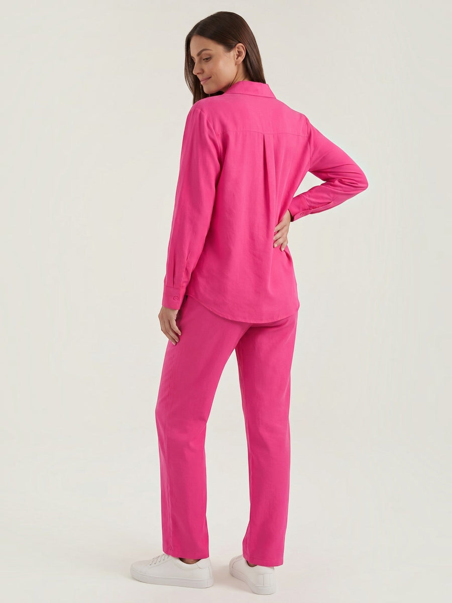 Amber Cotton Overshirt and Wide Leg Pants Set