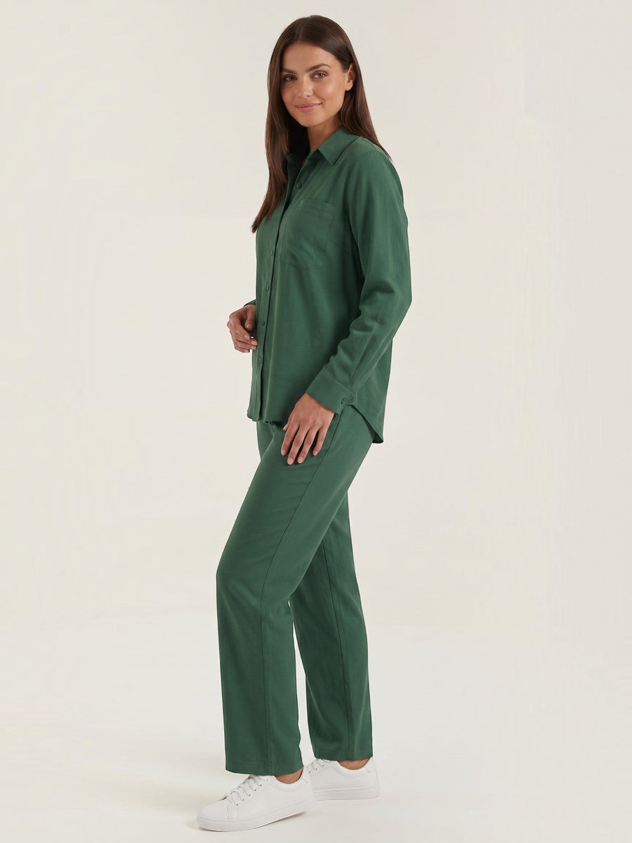 Amber Cotton Overshirt and Wide Leg Pants Set