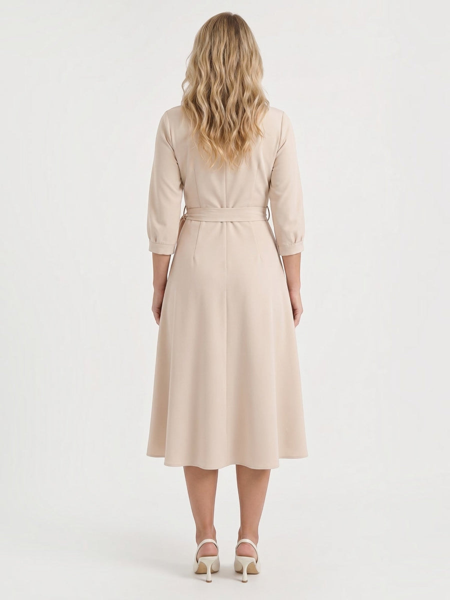 Amelia Wrap Midi Dress with Tie Belt