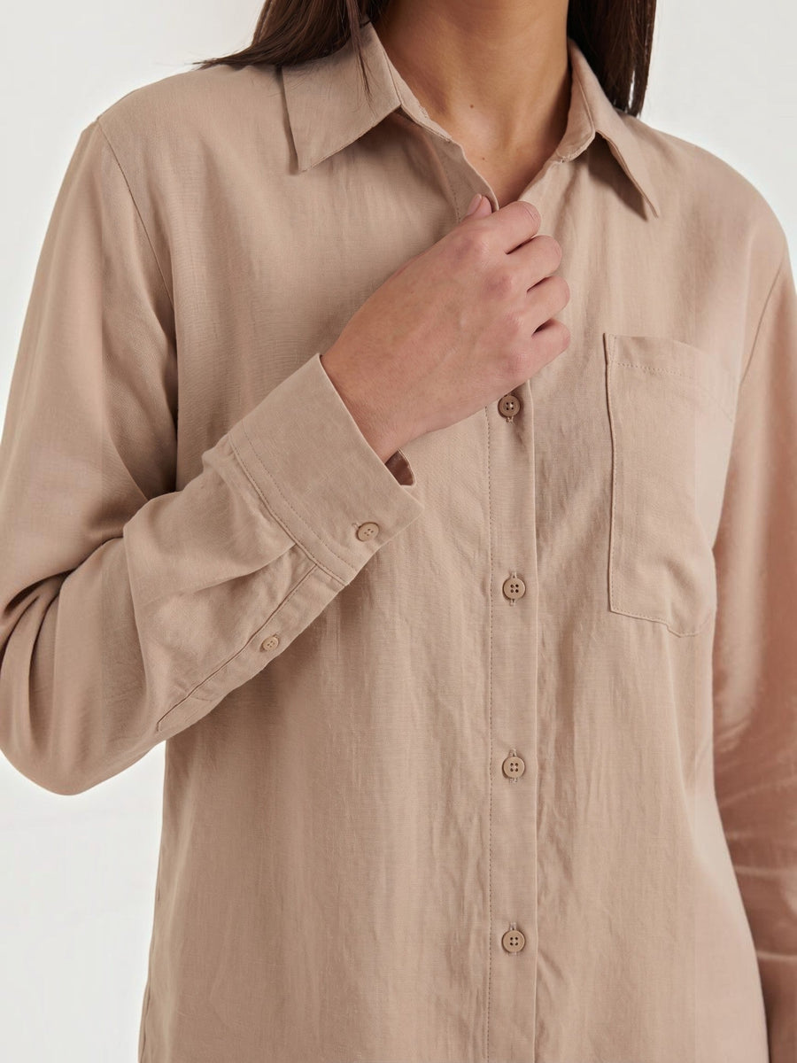 Amber Cotton Overshirt and Wide Leg Pants Set