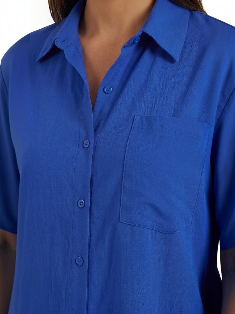 Amber Cotton Overshirt and Wide Leg Pants Set