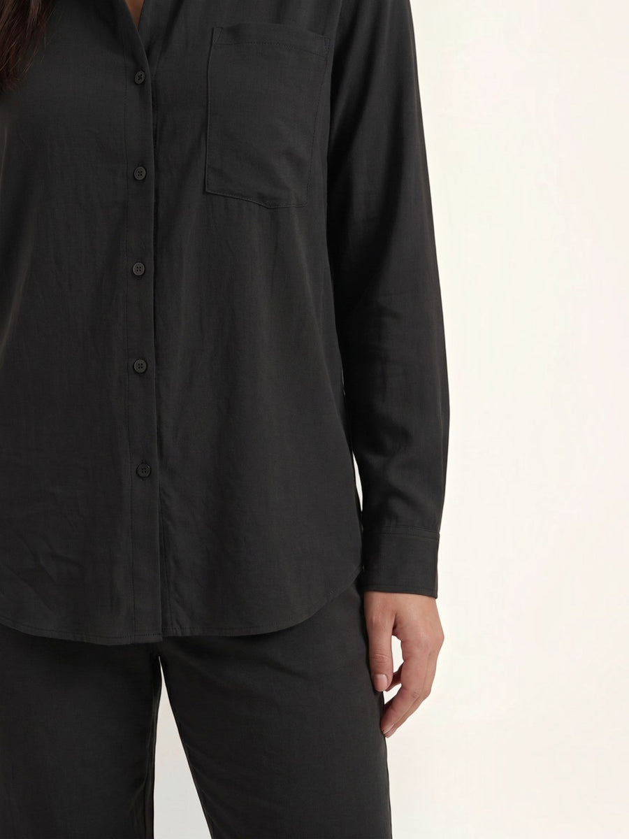 Amber Cotton Overshirt and Wide Leg Pants Set