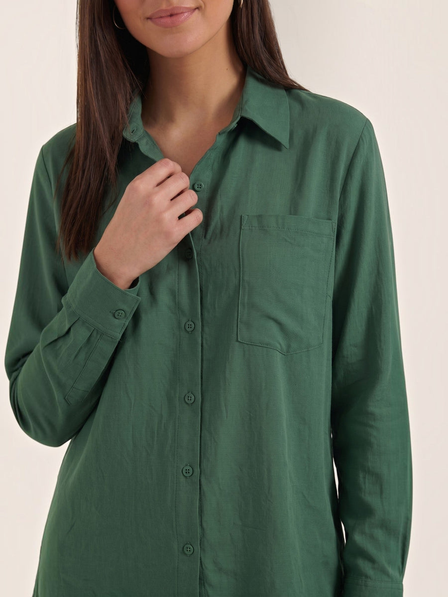 Amber Cotton Overshirt and Wide Leg Pants Set