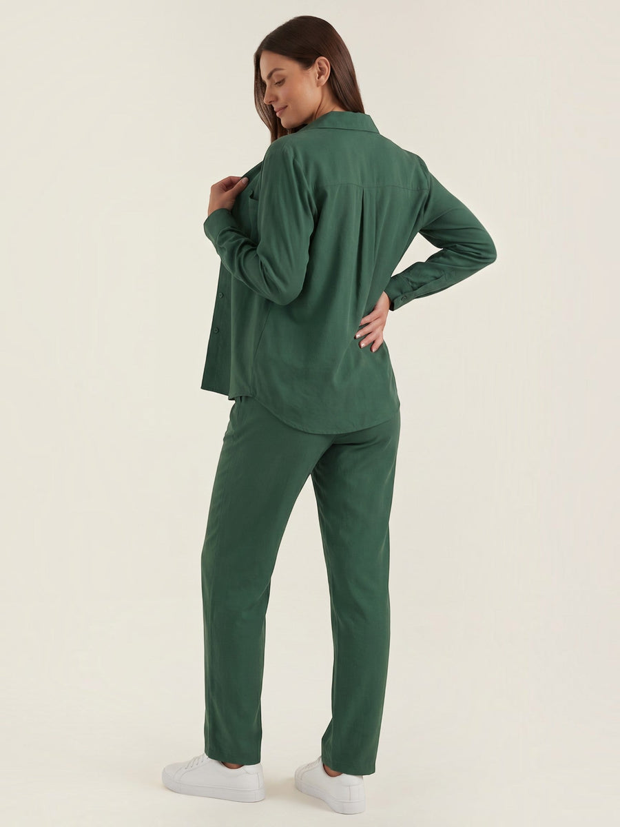 Amber Cotton Overshirt and Wide Leg Pants Set