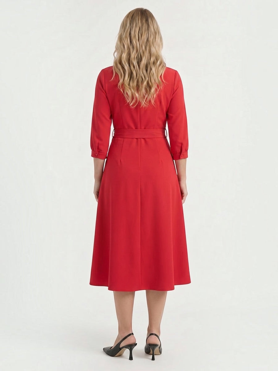 Amelia Wrap Midi Dress with Tie Belt