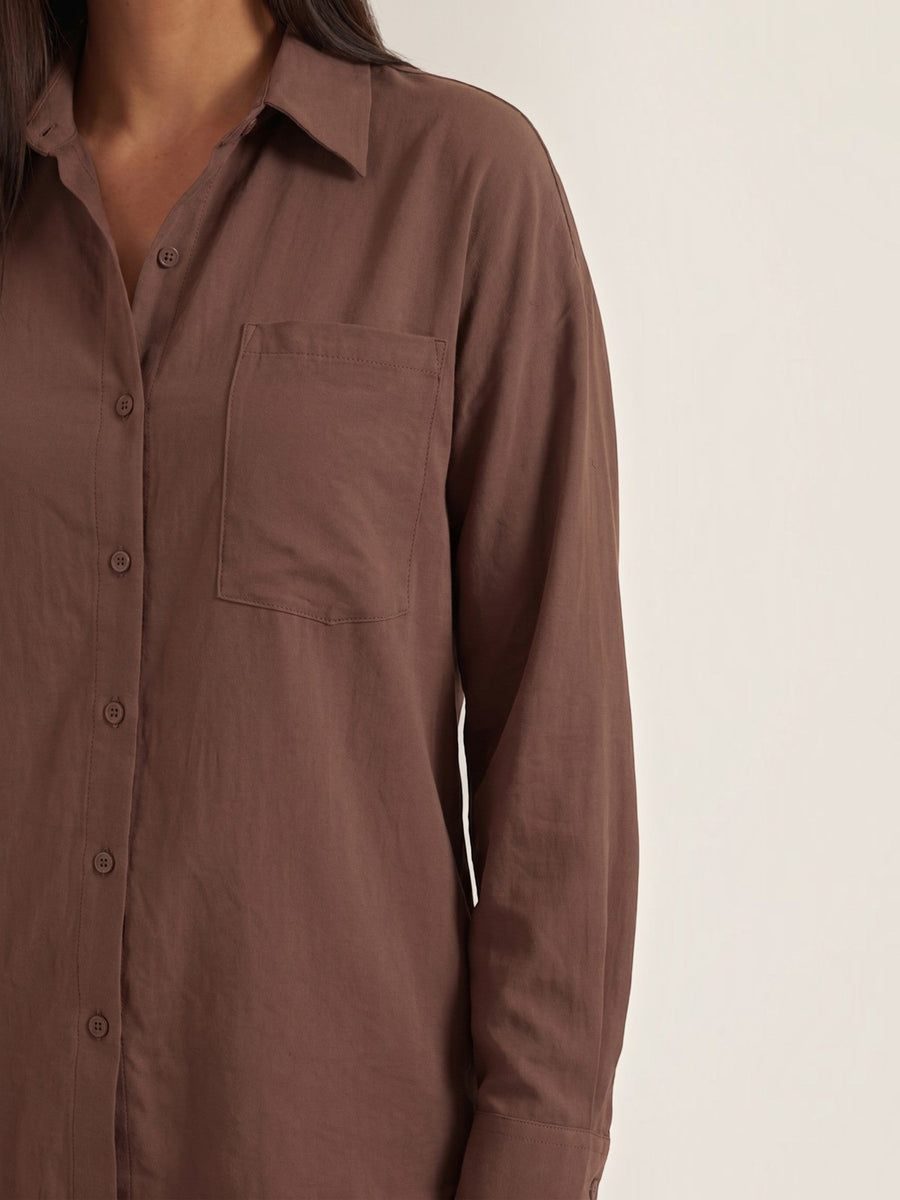 Amber Cotton Overshirt and Wide Leg Pants Set