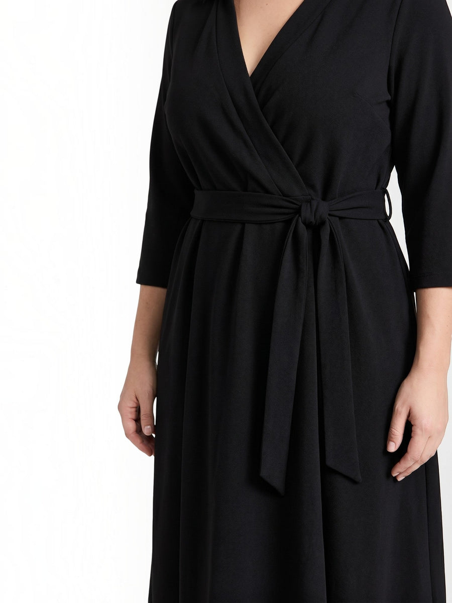 Amelia Wrap Midi Dress with Tie Belt