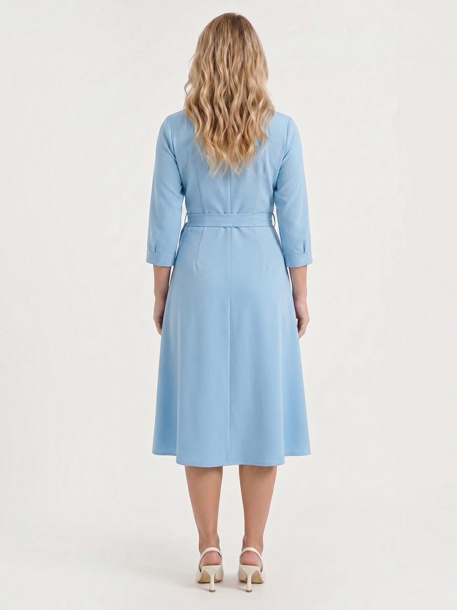 Amelia Wrap Midi Dress with Tie Belt