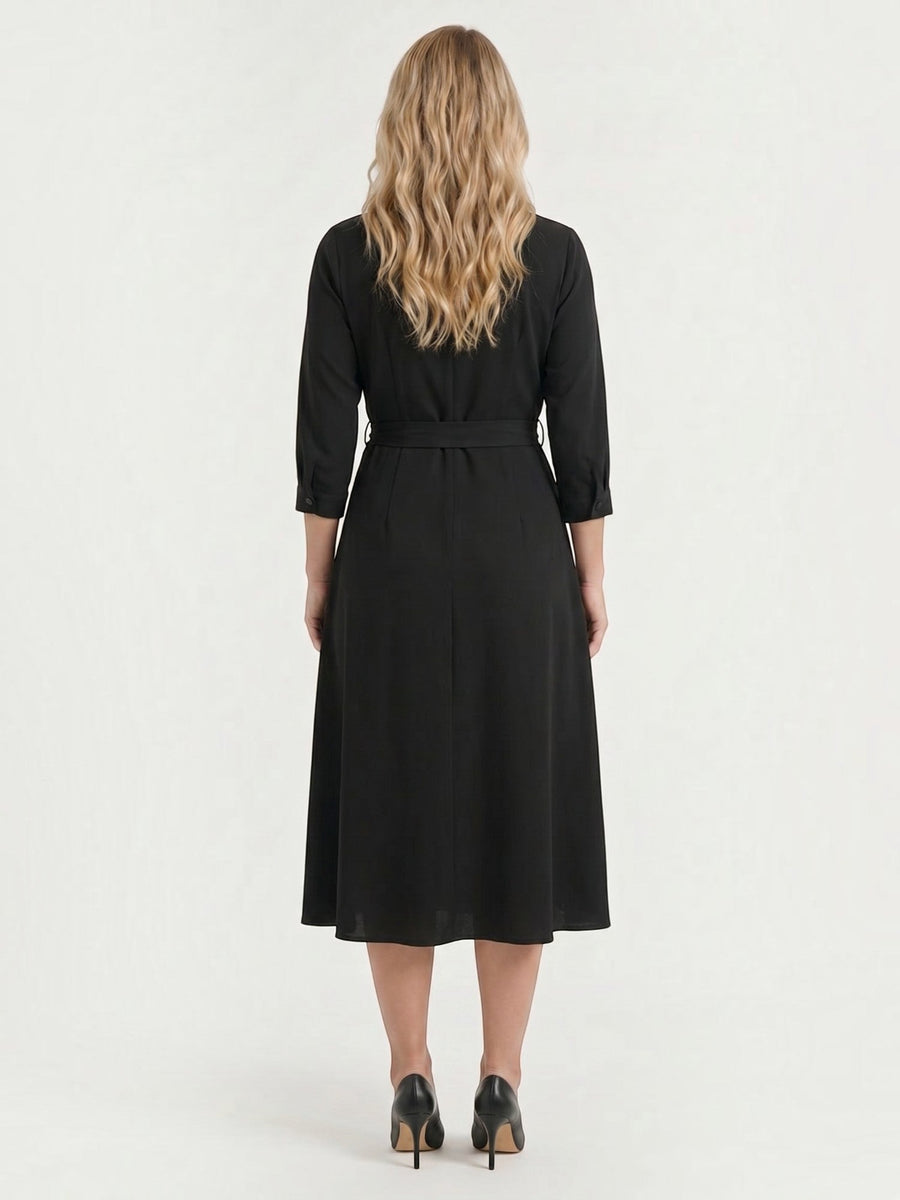 Amelia Wrap Midi Dress with Tie Belt