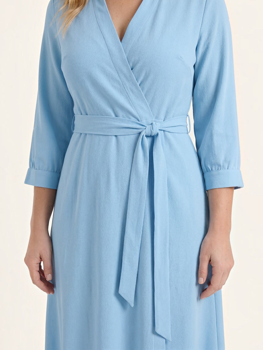 Amelia Wrap Midi Dress with Tie Belt