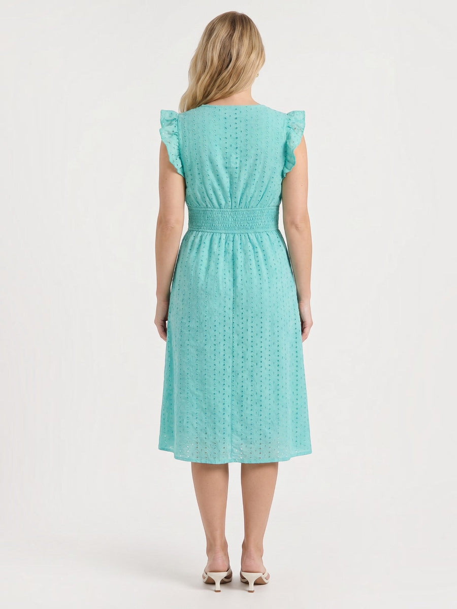 Florence Broderie Anglaise Ruffle Strap Midi Dress