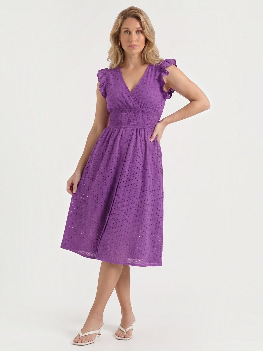 Florence Broderie Anglaise Ruffle Strap Midi Dress