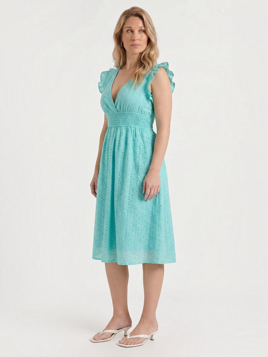 Florence Broderie Anglaise Ruffle Strap Midi Dress