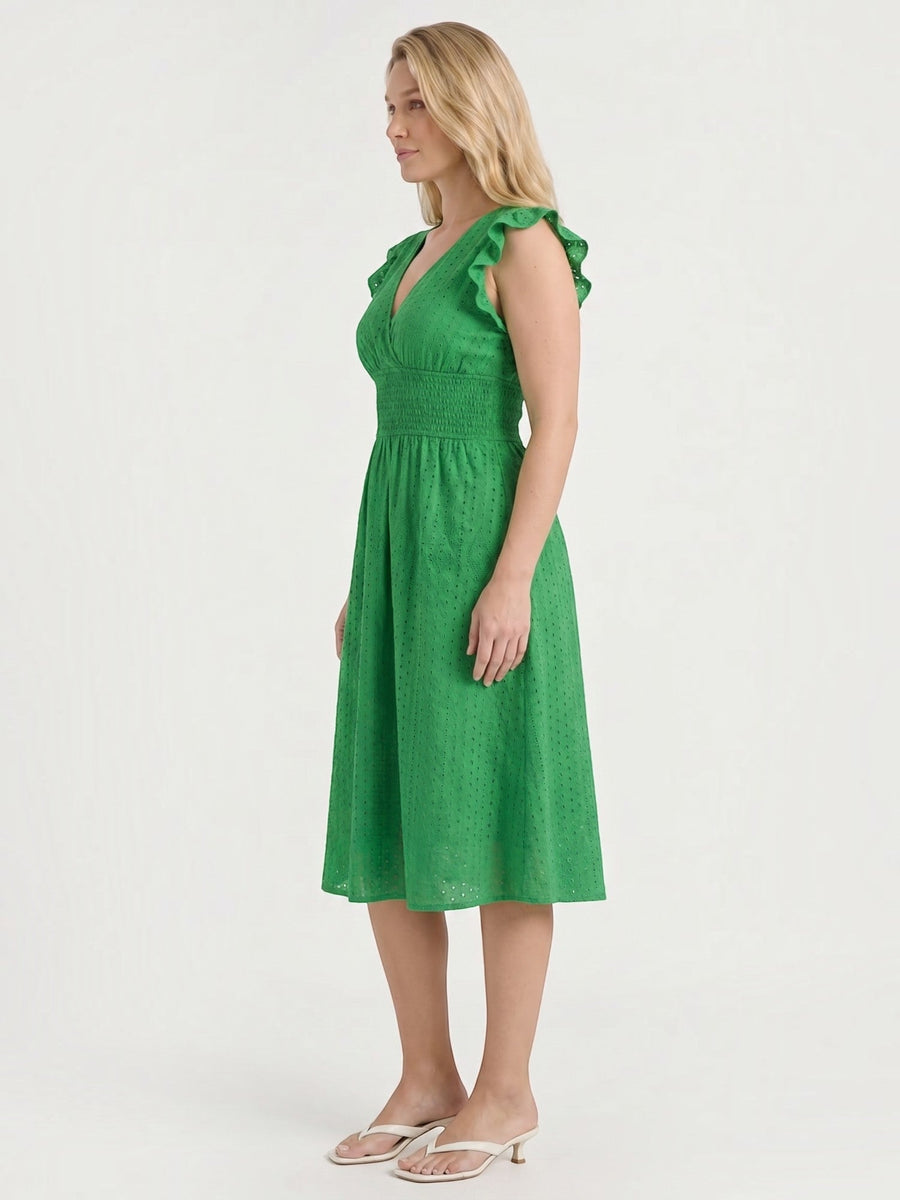 Florence Broderie Anglaise Ruffle Strap Midi Dress