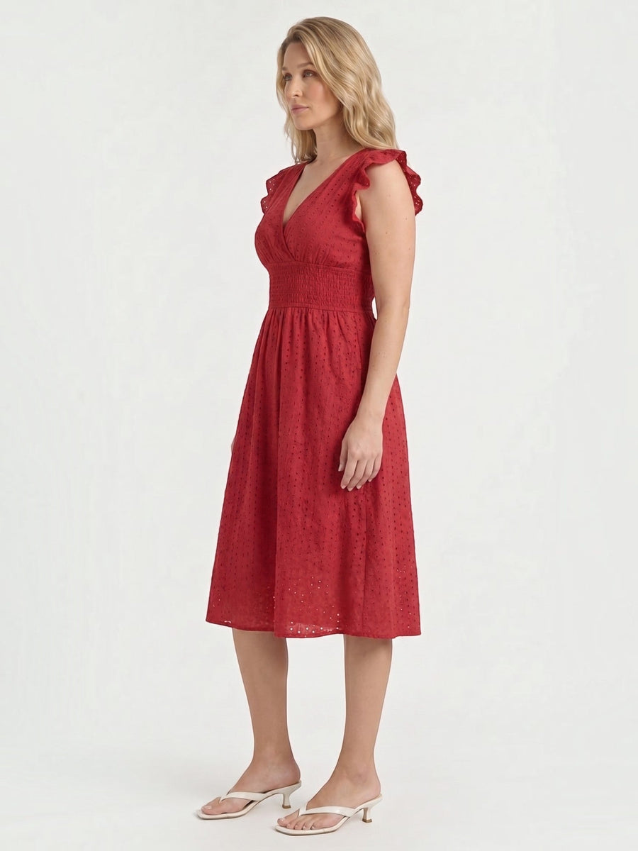 Florence Broderie Anglaise Ruffle Strap Midi Dress