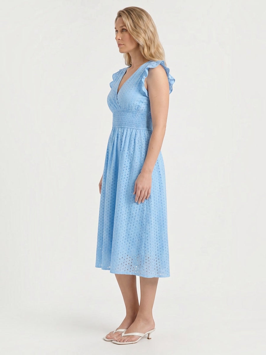 Florence Broderie Anglaise Ruffle Strap Midi Dress