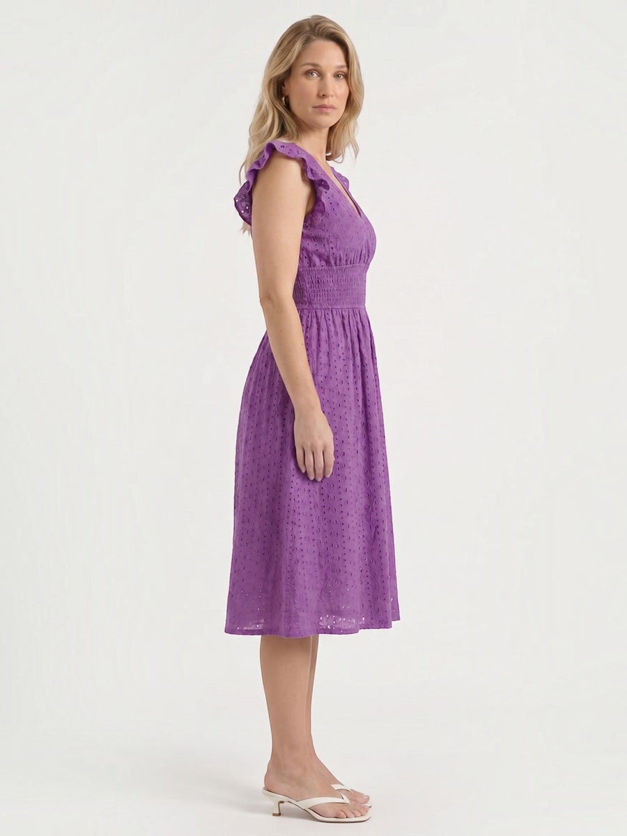 Florence Broderie Anglaise Ruffle Strap Midi Dress