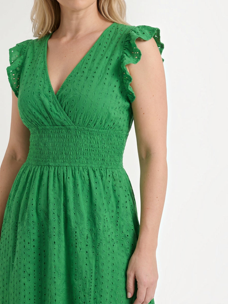 Florence Broderie Anglaise Ruffle Strap Midi Dress