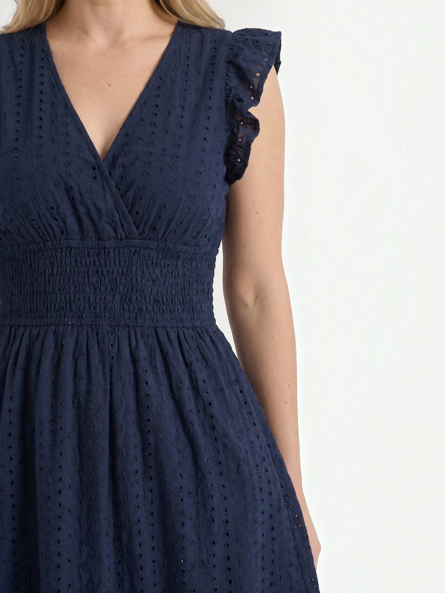 Florence Broderie Anglaise Ruffle Strap Midi Dress