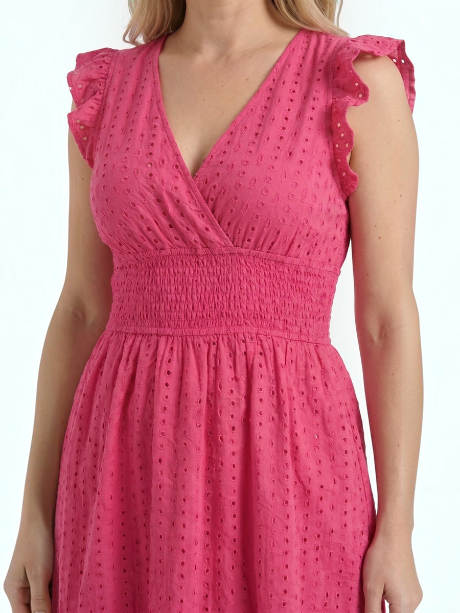 Florence Broderie Anglaise Ruffle Strap Midi Dress