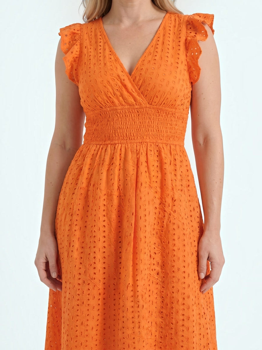 Florence Broderie Anglaise Ruffle Strap Midi Dress