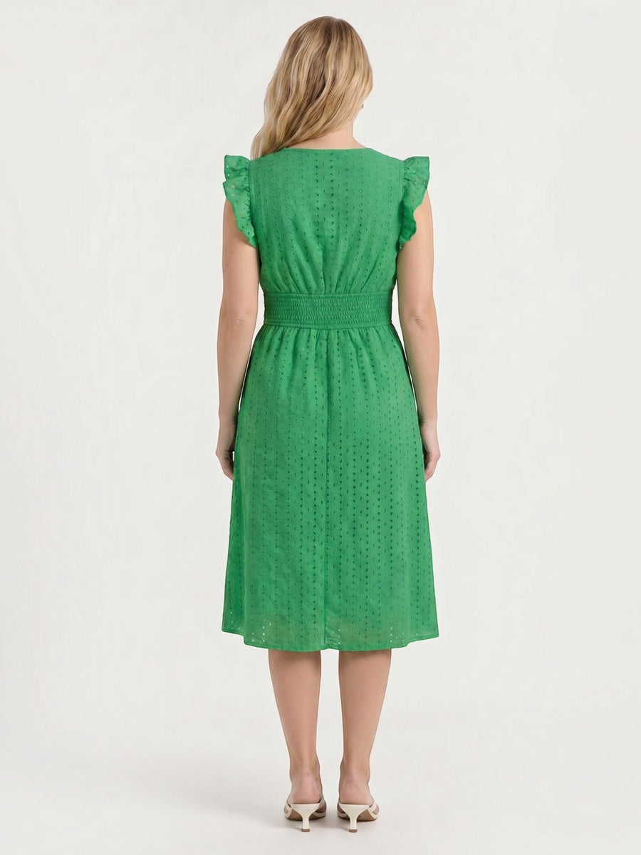 Florence Broderie Anglaise Ruffle Strap Midi Dress
