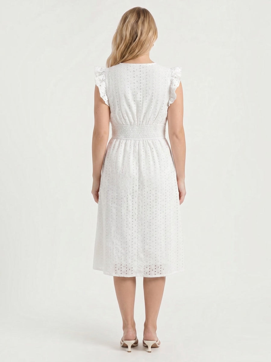 Florence Broderie Anglaise Ruffle Strap Midi Dress