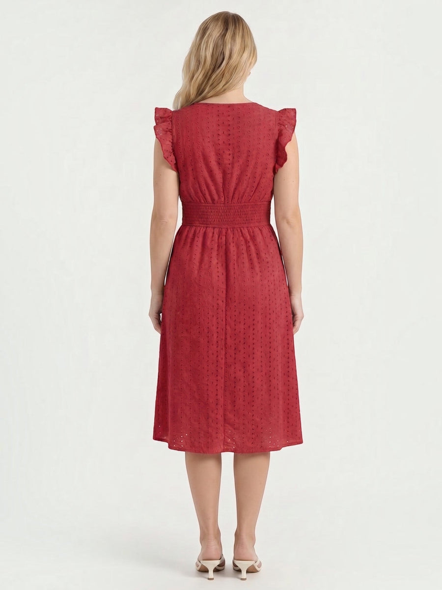 Florence Broderie Anglaise Ruffle Strap Midi Dress