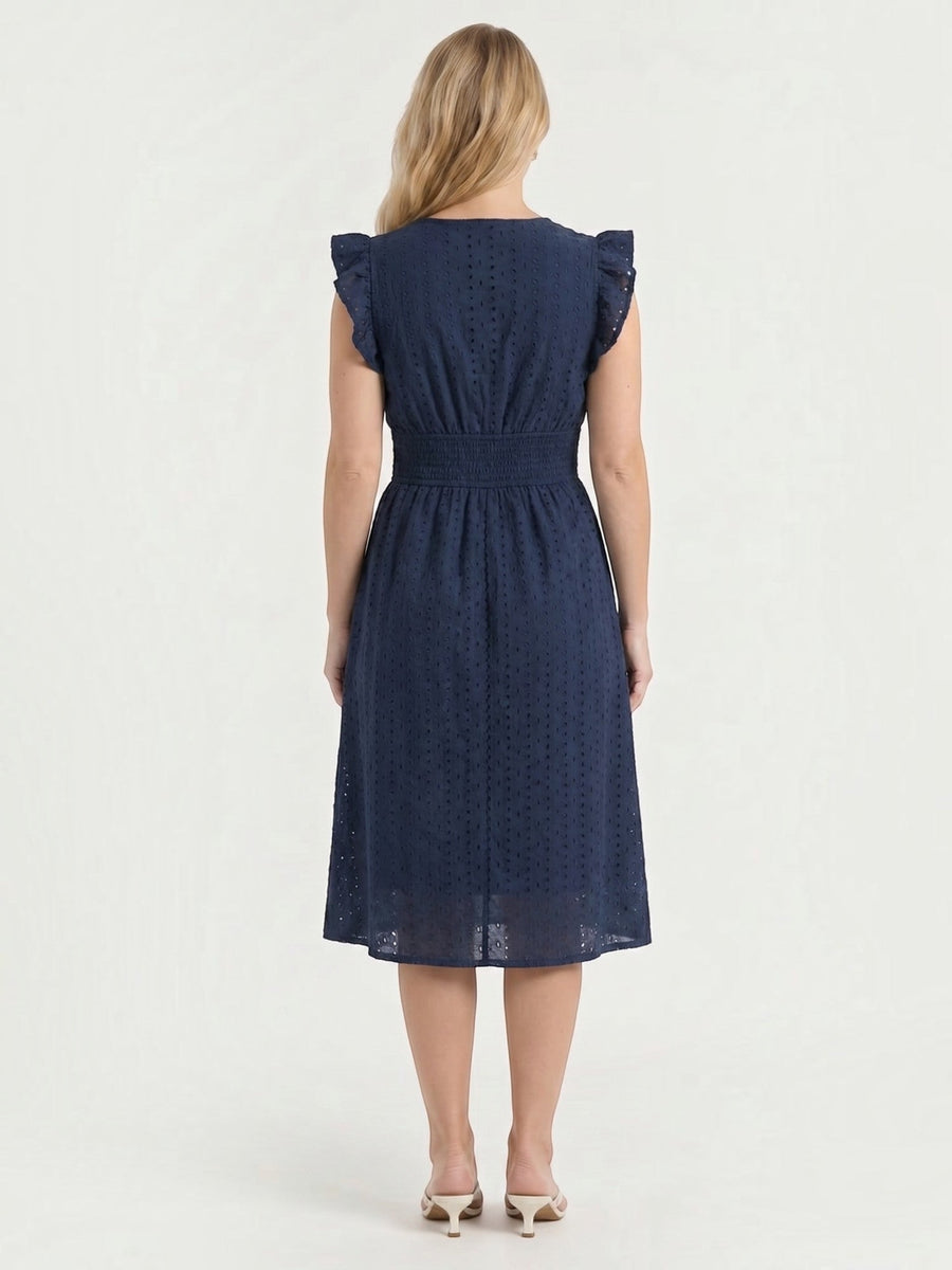 Florence Broderie Anglaise Ruffle Strap Midi Dress