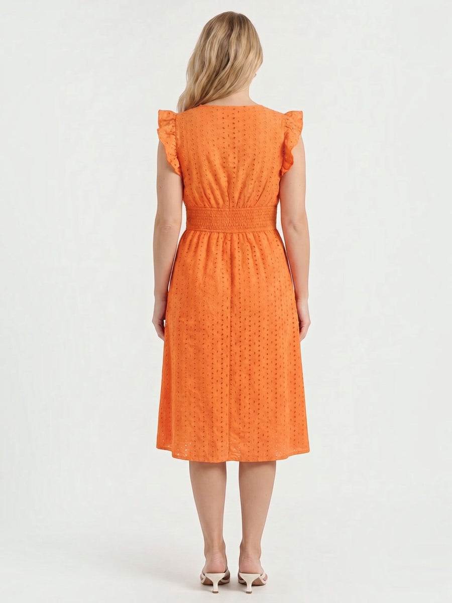 Florence Broderie Anglaise Ruffle Strap Midi Dress
