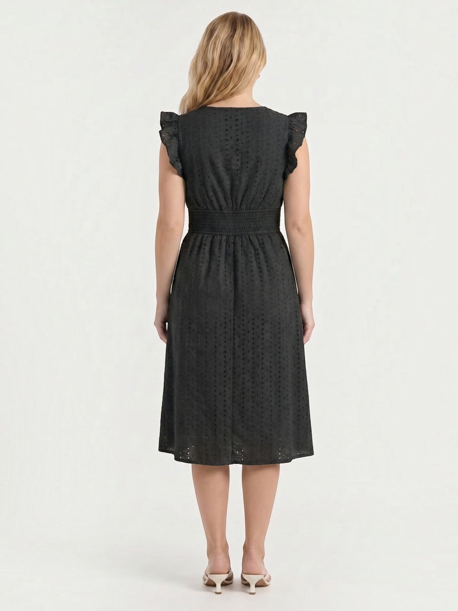 Florence Broderie Anglaise Ruffle Strap Midi Dress