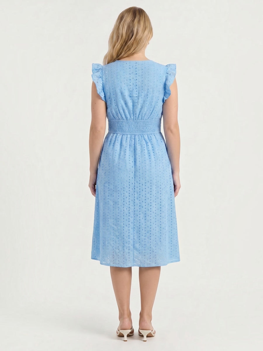 Florence Broderie Anglaise Ruffle Strap Midi Dress