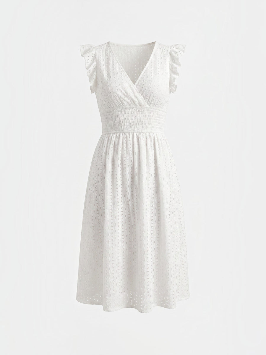 Florence Broderie Anglaise Ruffle Strap Midi Dress