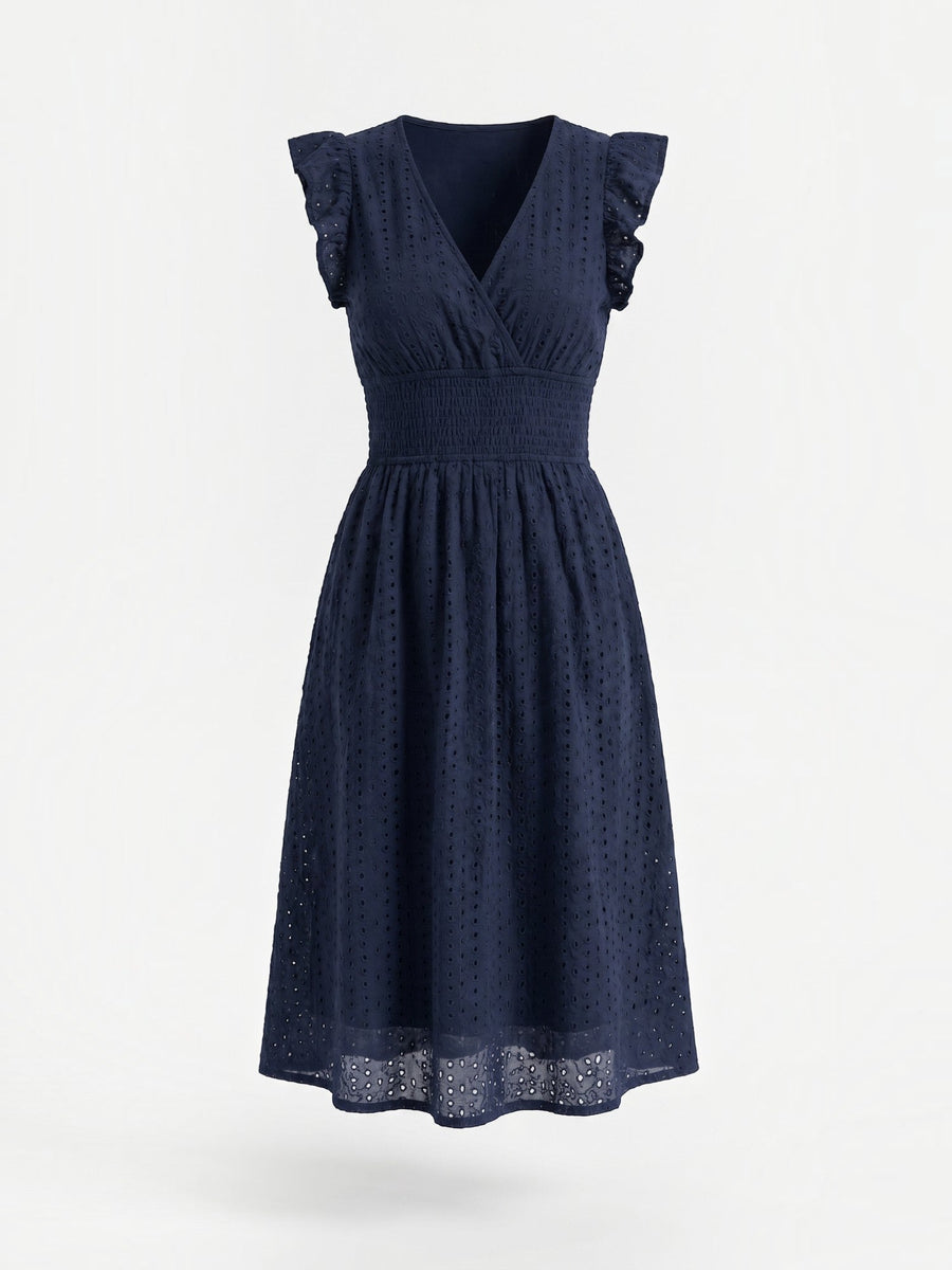 Florence Broderie Anglaise Ruffle Strap Midi Dress