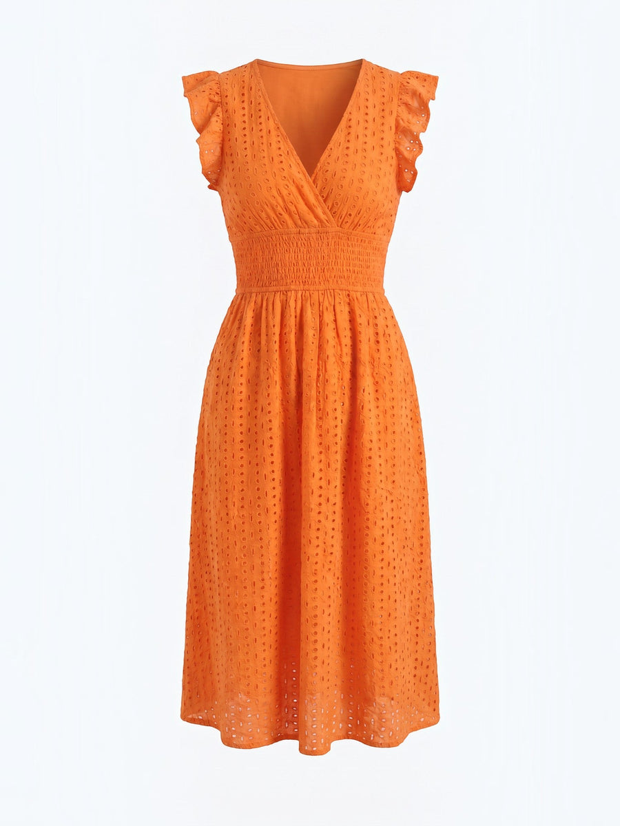 Florence Broderie Anglaise Ruffle Strap Midi Dress