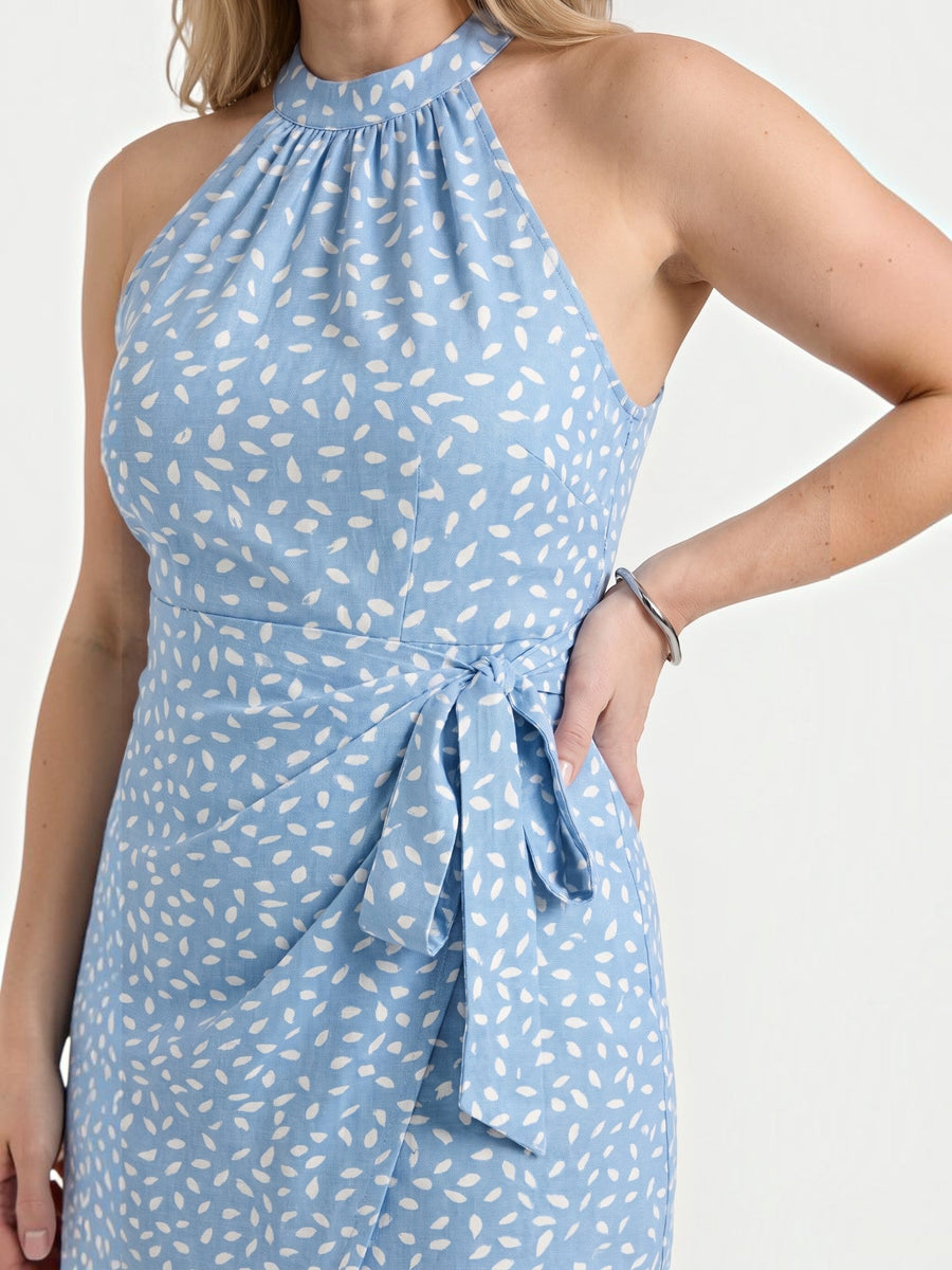 Gillian Halter Neck Side Tie Mini Dress