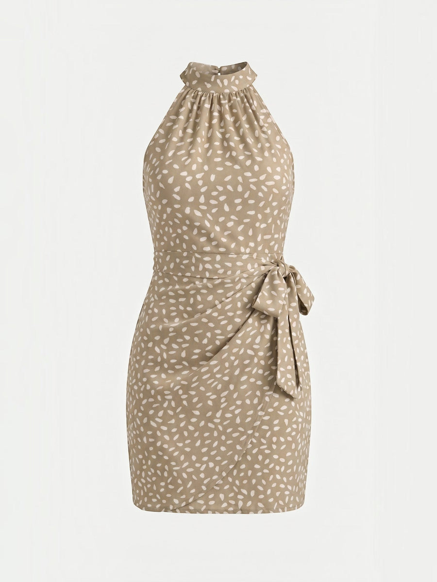 Gillian Halter Neck Side Tie Mini Dress