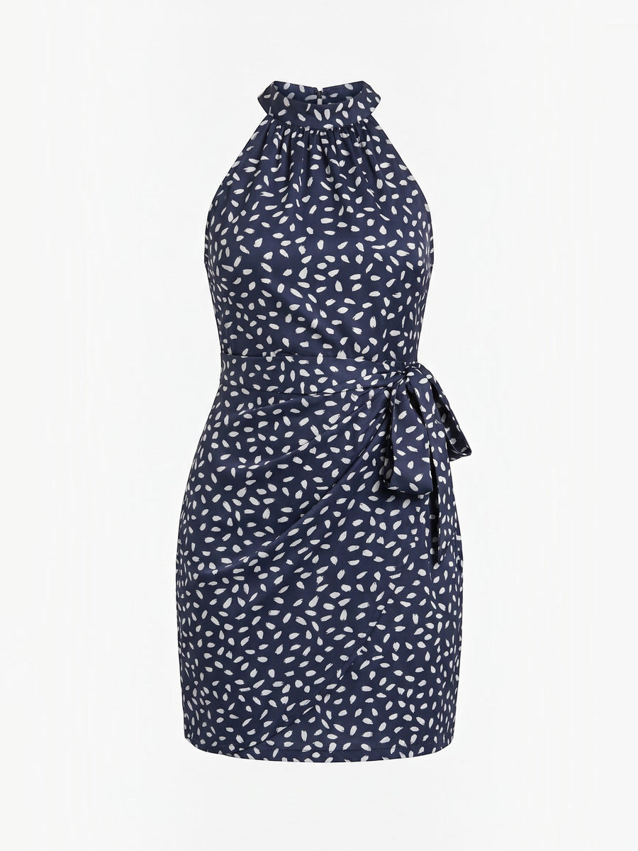 Gillian Halter Neck Side Tie Mini Dress